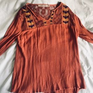 Orange & Blue Blouse